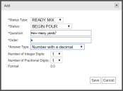 Add Status Question dialog window